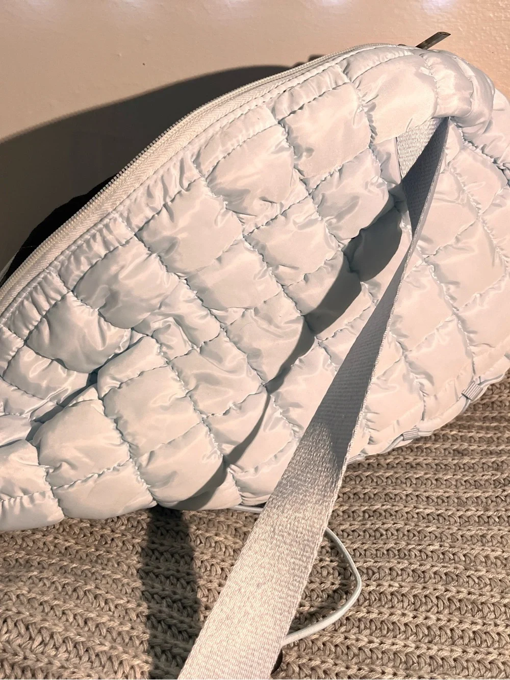 Light Blue Quilted Pickleball Sling Bag